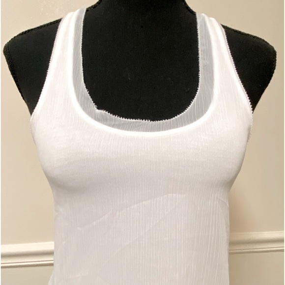 ANN TAYLOR White Tulle & Cotton Racerback Flowy Tanktop - Picture 8 of 16